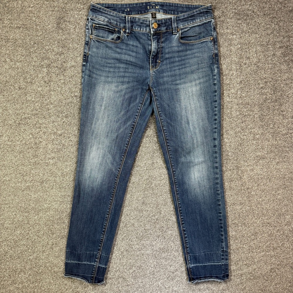 White House Black Market The Slim Ankle Jeans Womens 4 Medium Wash Raw Hem